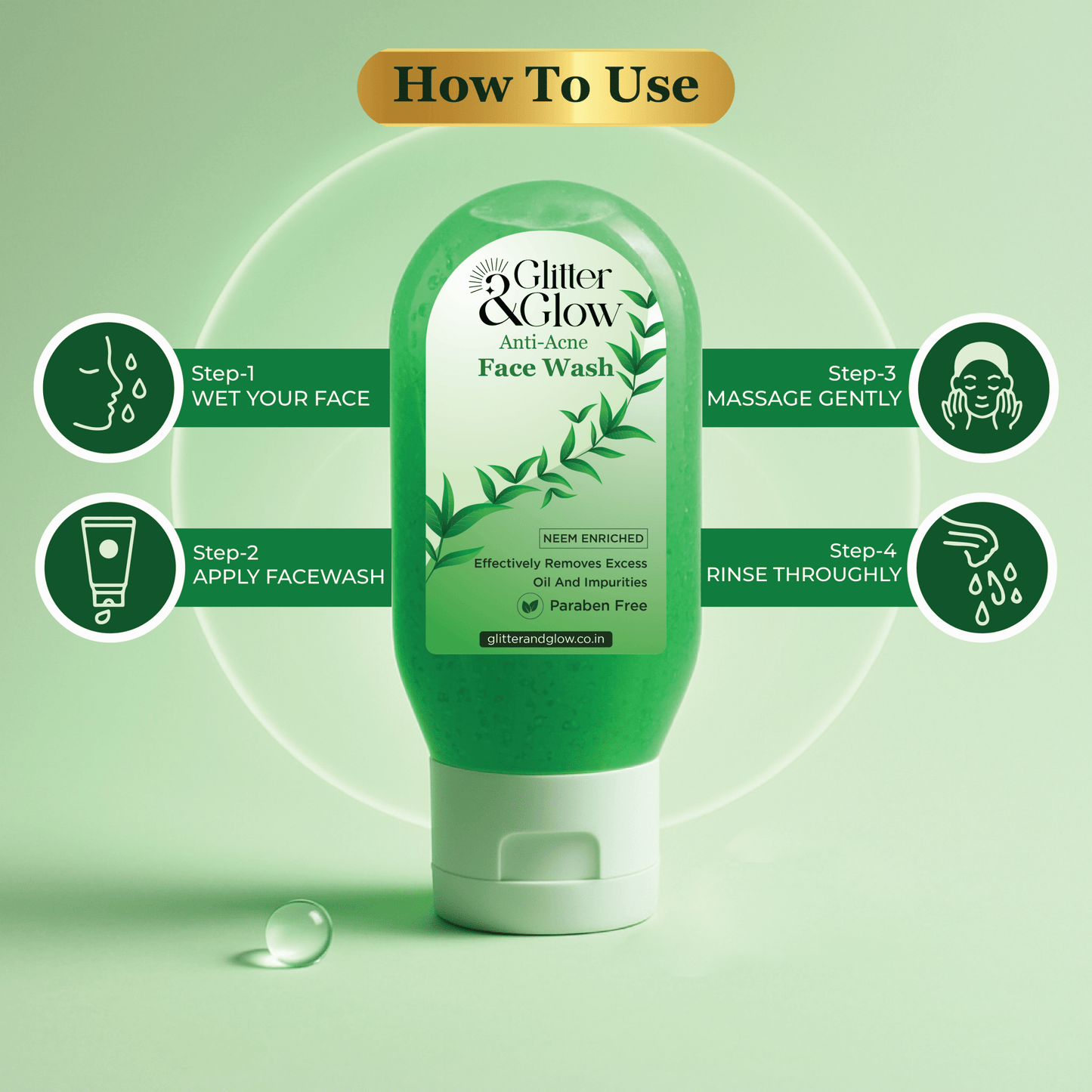 Anti - Acne Face Wash โ Neem Enriched - Glitter and Glow