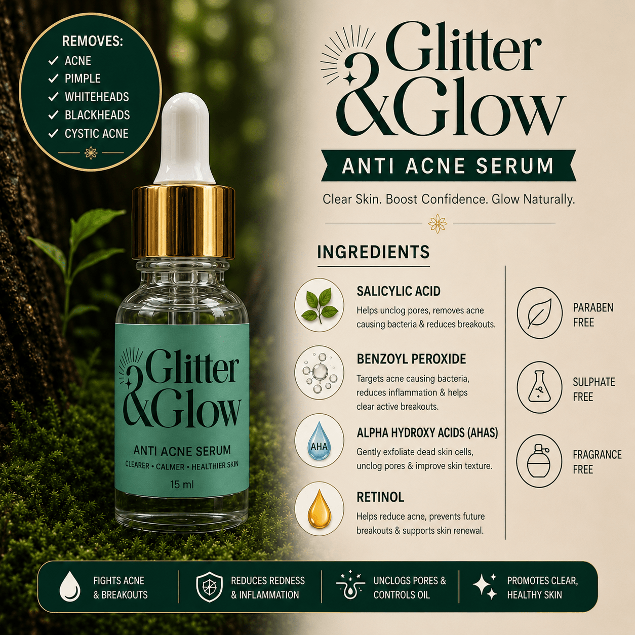 Anti-Acne Face Serum - Glitter & Glow