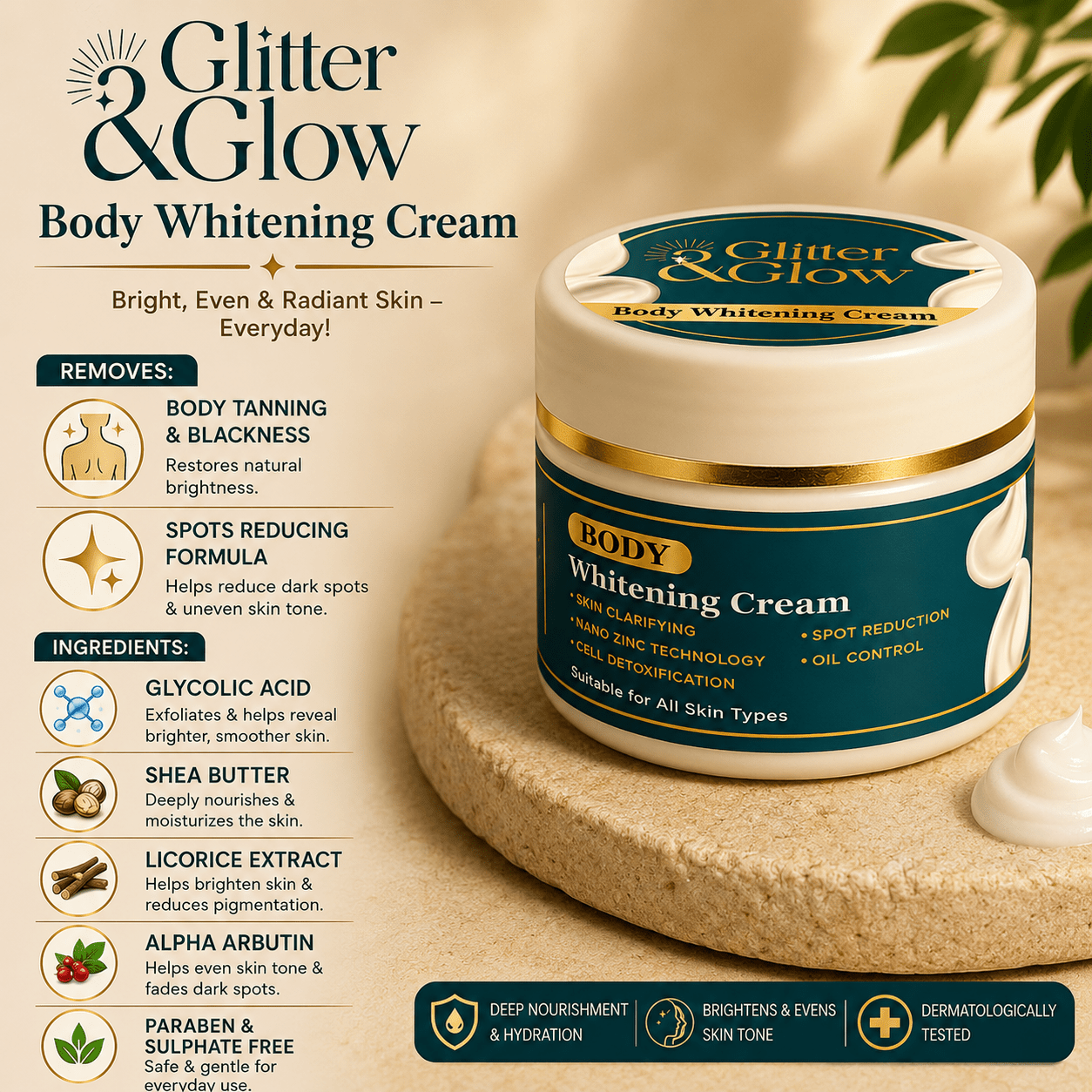 Body Whitening Cream - Glitter & Glow