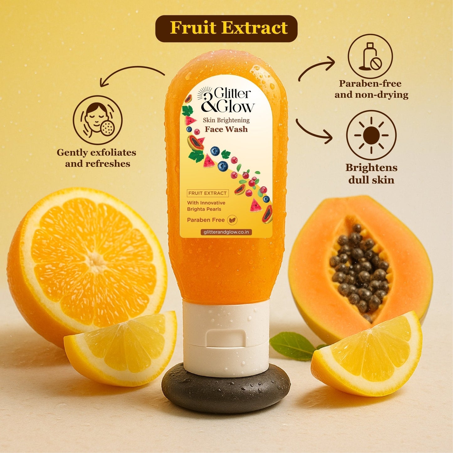 Brightening Face Wash – Fruit Extract - Glitter and Glow