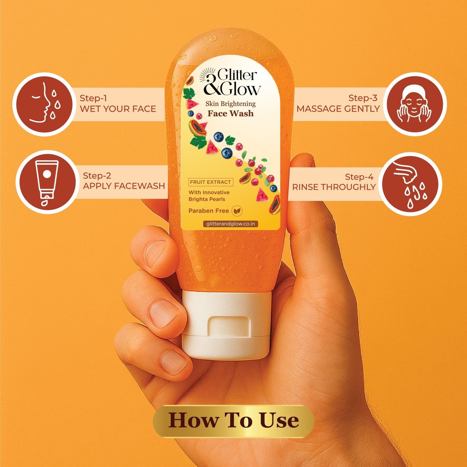 Brightening Face Wash – Fruit Extract - Glitter and Glow