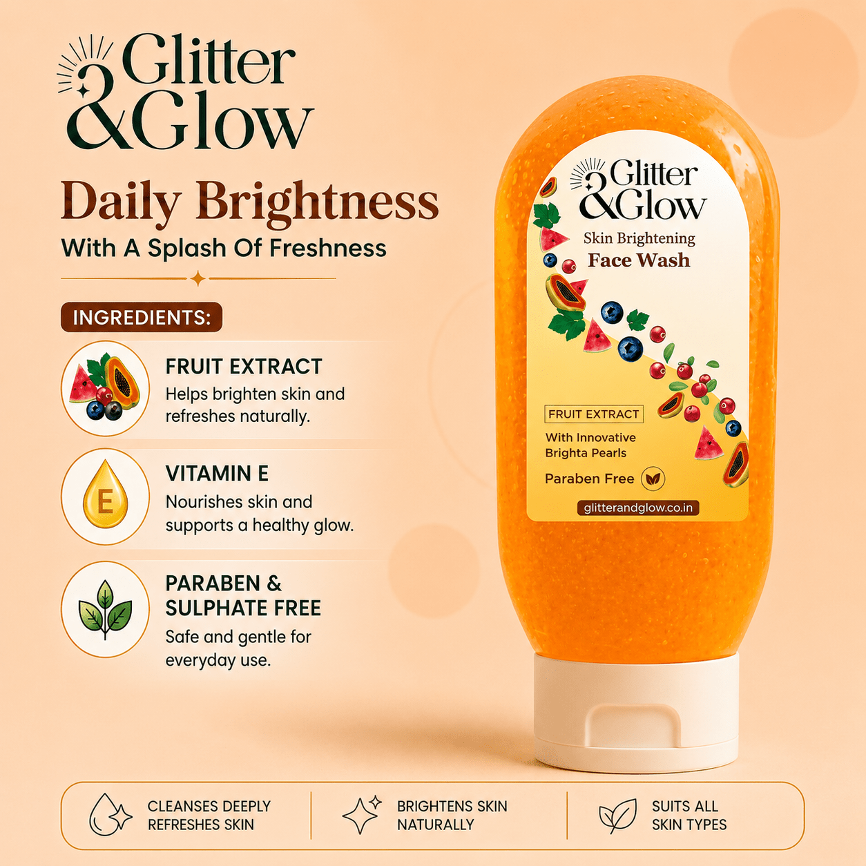 Brightening Face Wash – Fruit Extract pack of 2 - Glitter & Glow