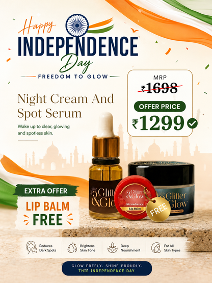 Pigmentation Glow Duo – Serum 15ml Night Cream 30gm + Strawberry lip balm free