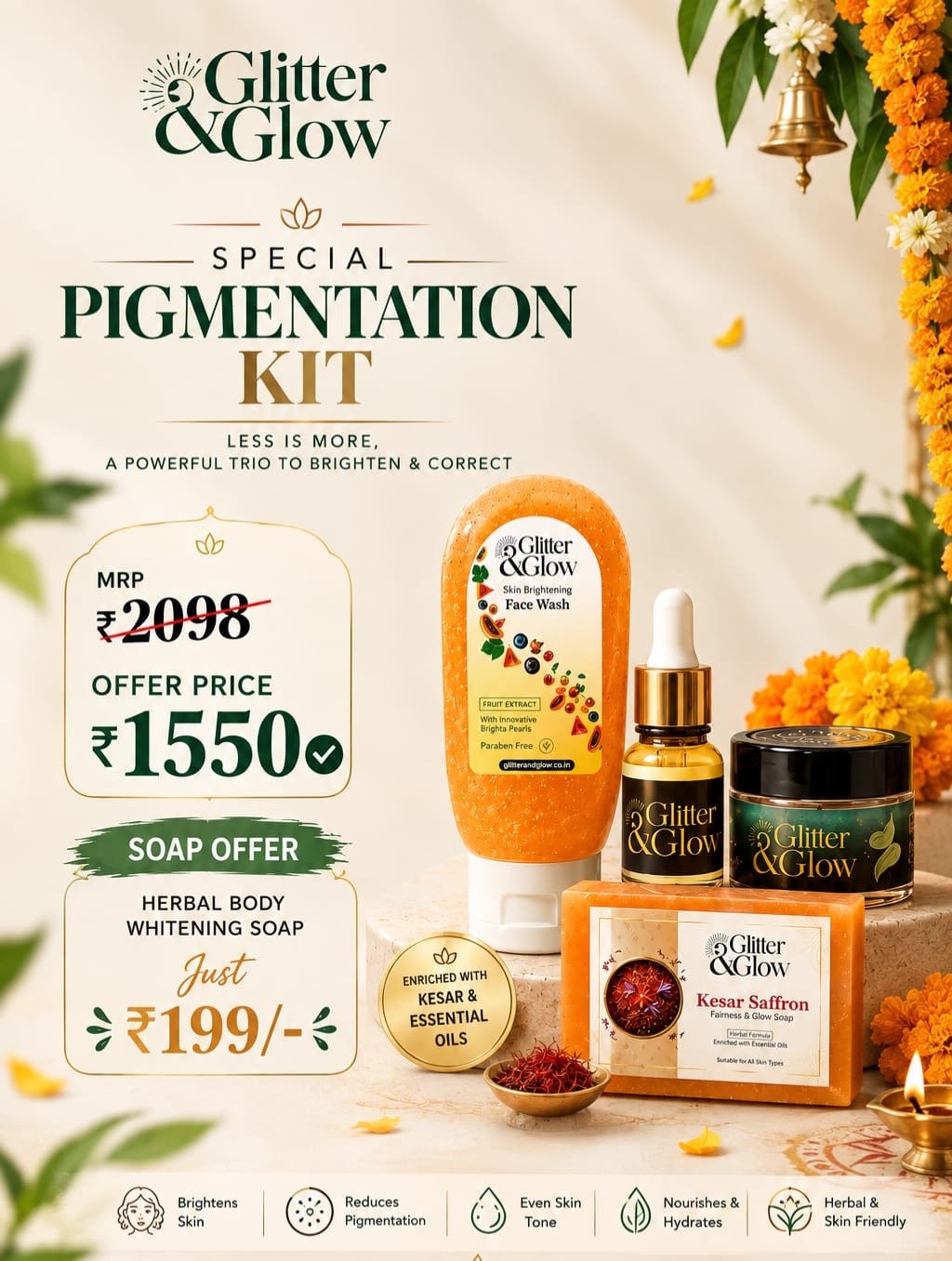 Special Pigmentation Kit - FREE KESAR SAFFRON SOAP - Glitter & Glow