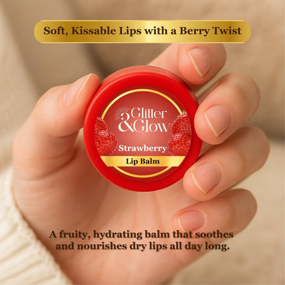 Strawberry Lip Balm – Juicy Hydration - Glitter and Glow