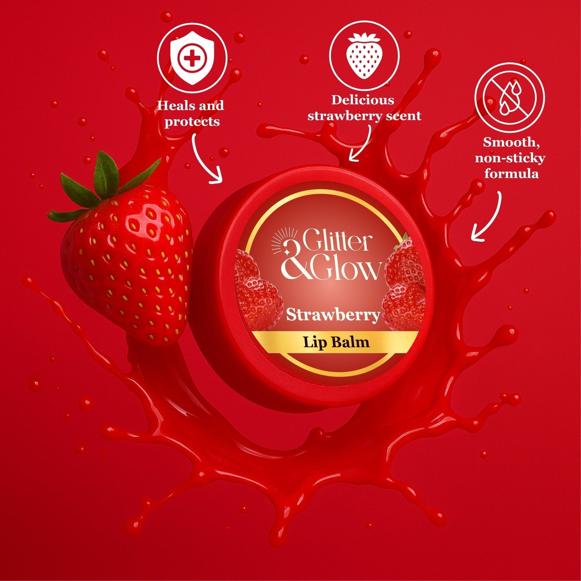 Strawberry Lip Balm – Juicy Hydration - Glitter and Glow