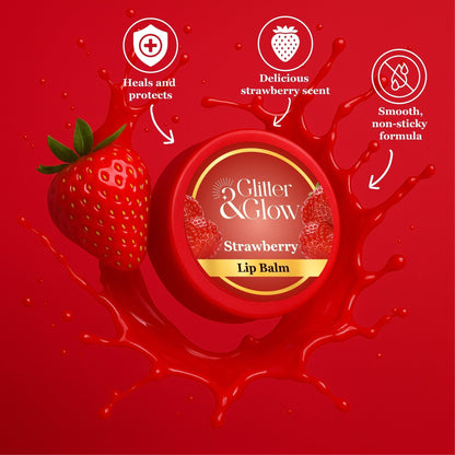 Strawberry Lip Balm – Juicy Hydration - Glitter and Glow